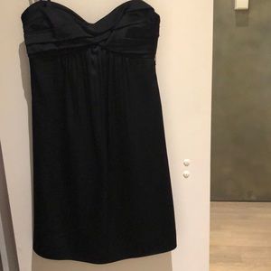 BCBG black satin strapless dress with bow