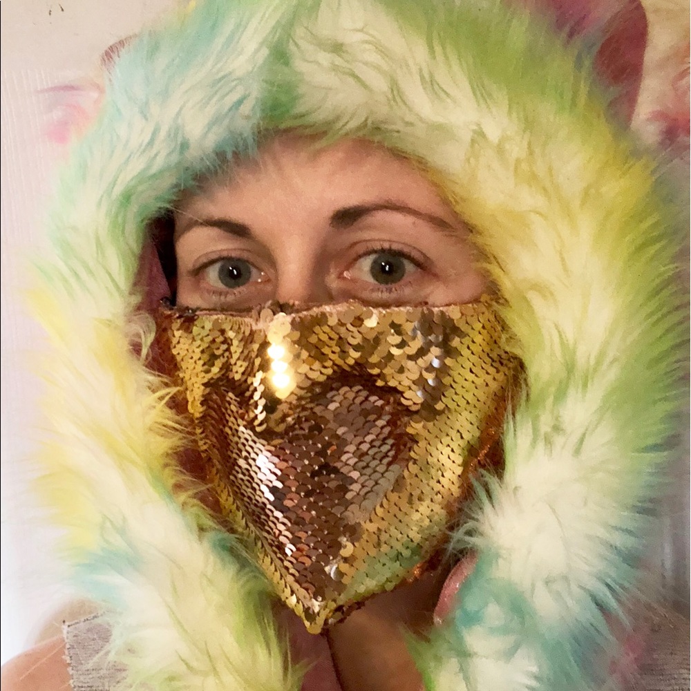 Sequin mask festival rave plur bandana reversible - Picture 3 of 6
