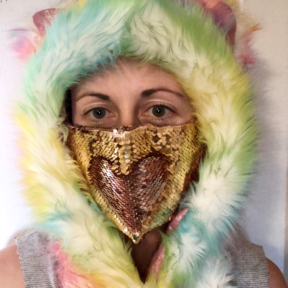 Sequin mask festival rave plur bandana reversible - Picture 1 of 6