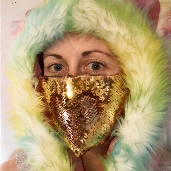 Sequin mask festival rave plur bandana reversible - Picture 3 of 6