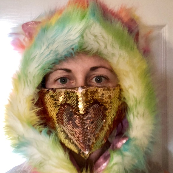 Sequin mask festival rave plur bandana reversible - Picture 5 of 6