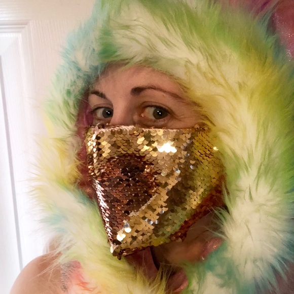 Sequin mask festival rave plur bandana reversible - Picture 6 of 6