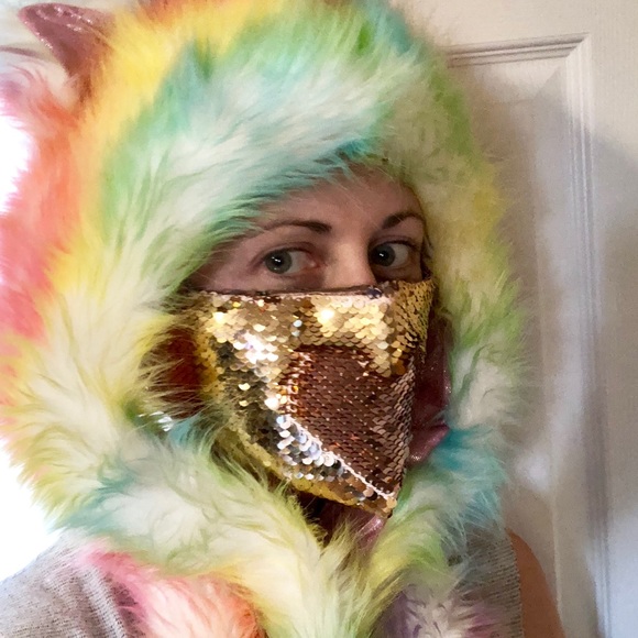 Sequin mask festival rave plur bandana reversible - Picture 4 of 6