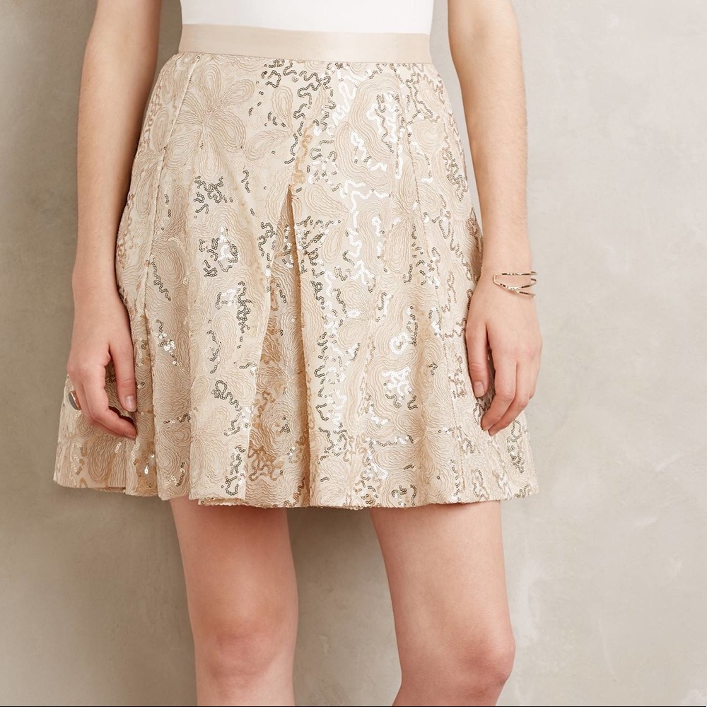 NWT Plenty Tracy Reese Gold Mezza Skirt Anthro 0