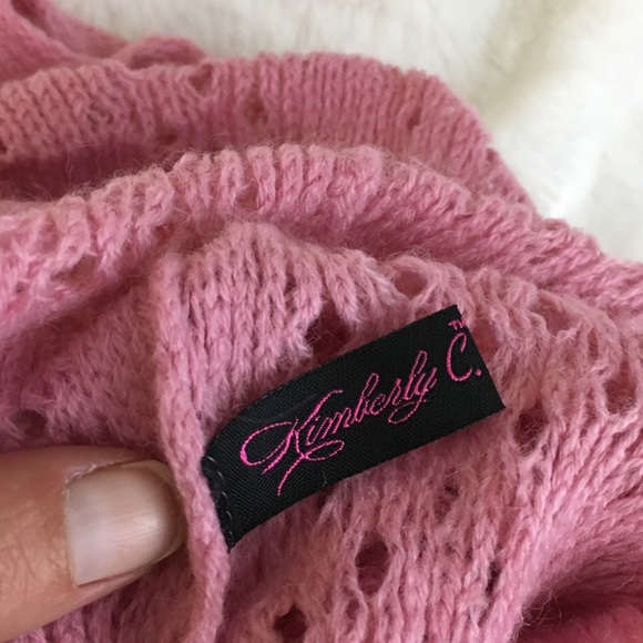 Girl’s Pink Crochet Fringe Infinity Scarf OS - Picture 4 of 4