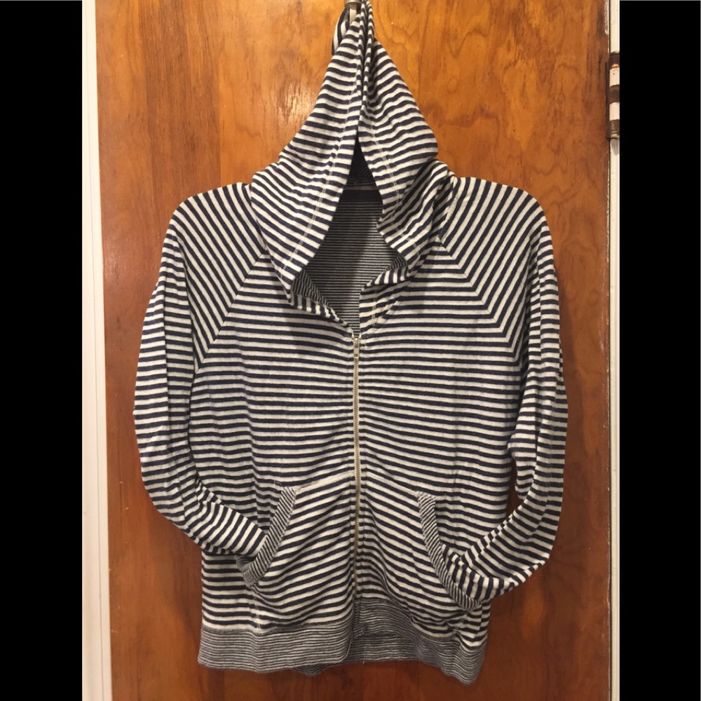 Feel The Piece XS/S navy and white striped hoodie