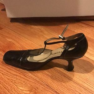 Prada t-strap Mary Jane kitten heel with cut-outs