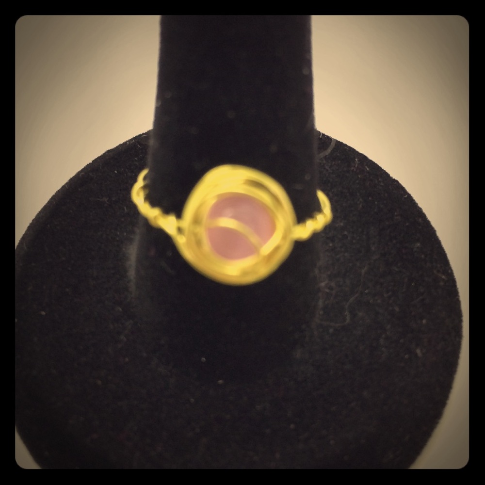 100% Natural Rose Quartz Crystal Healing Ring!