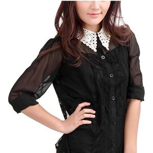Women’s Sheer Lace Chiffon Blouse