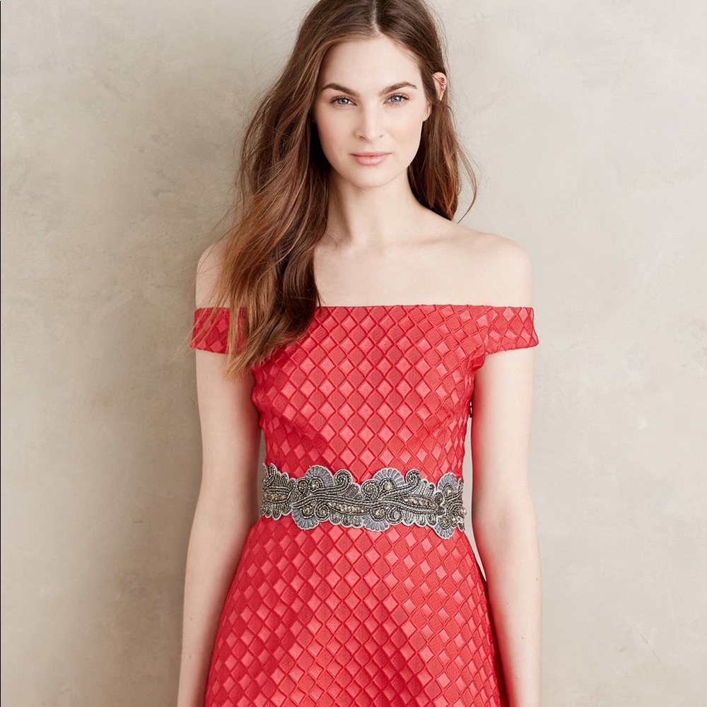 Anthropologie Moulinette Soeurs red holiday dress