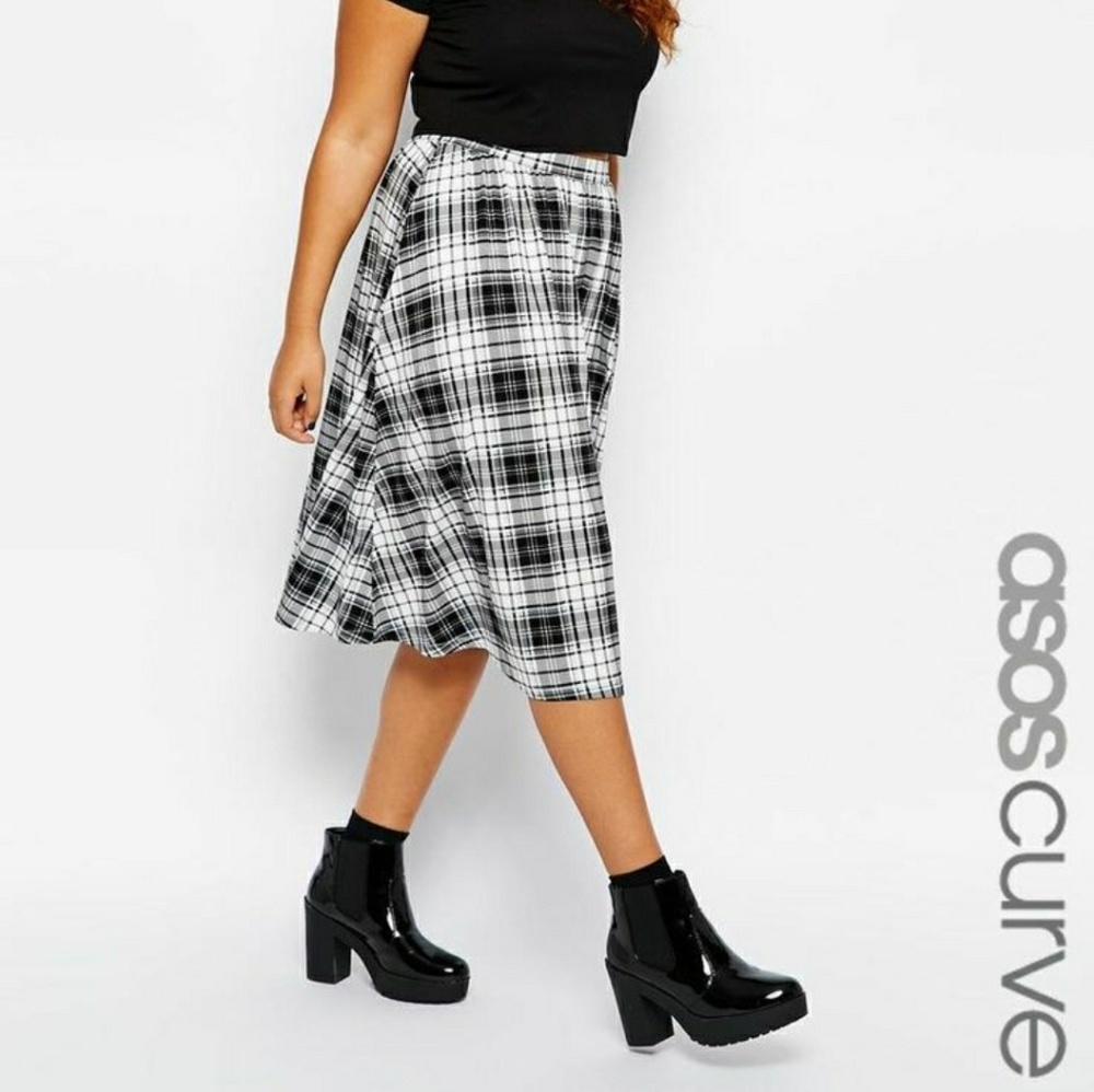 ASOS Curve Exclusive Skirt in Plaid Check Print