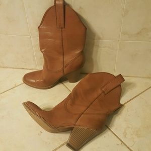 MADDEN GIRL SNAPPIEE COGNAC BURNISHED COWBOY BOOTS
