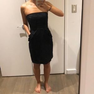 j crew black cotton strapless dress with pockets