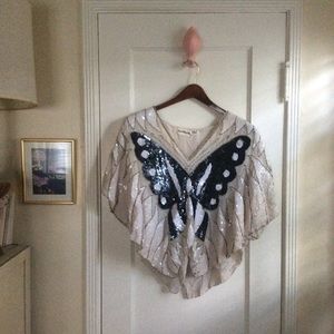 Vintage Sequined Butterfly Top