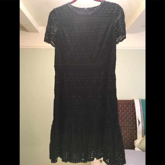 tahari black lace dress Elie Tahari Women's Twist-Accented Lace Dress - Noir Lace
