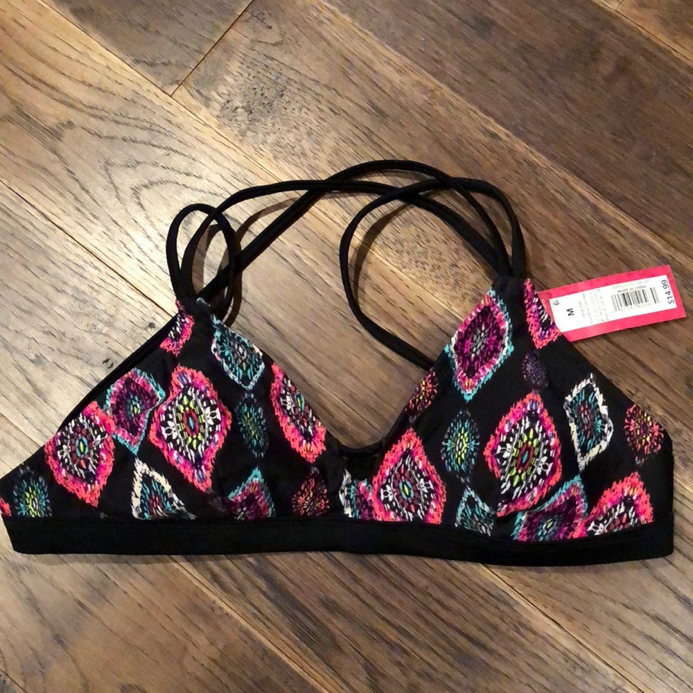 Xhilaration black medallion bathing suit top