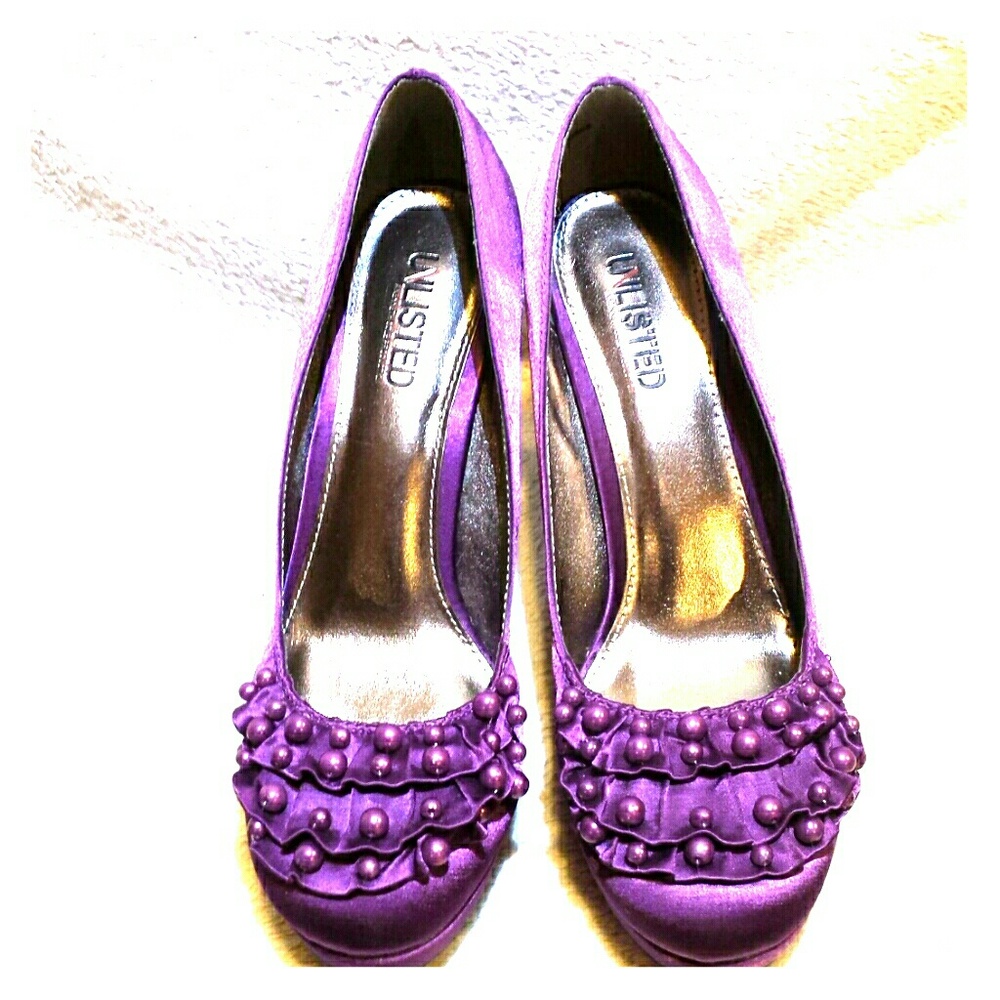 Plum embellished heels