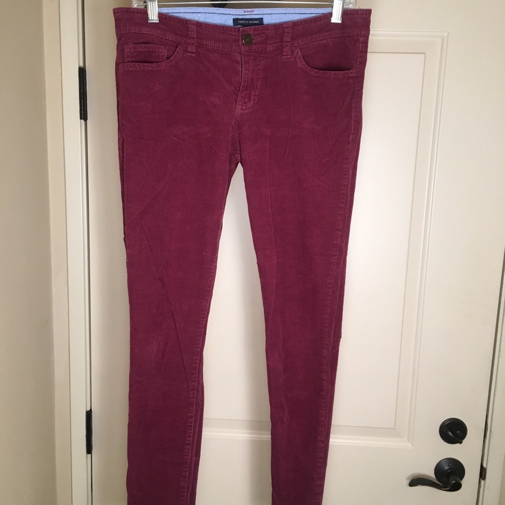 Tommy Hilfiger burgundy corduroy skinny pants