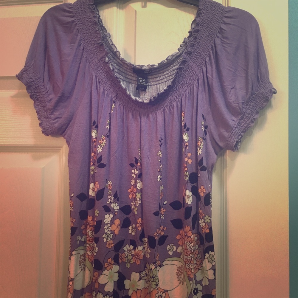 Purple floral off shoulder top