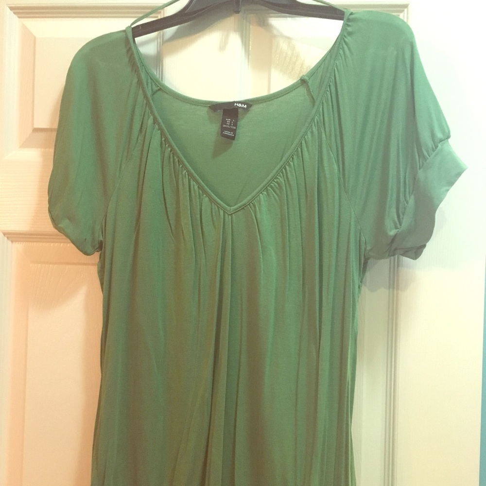 Heather green bubble blouse