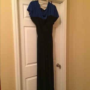 Blue and black pant romper