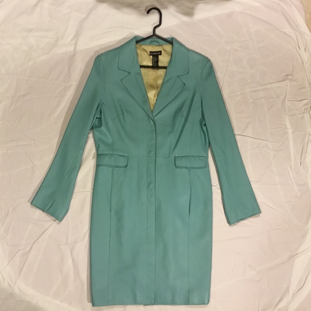 Baby Blue Leather Coat