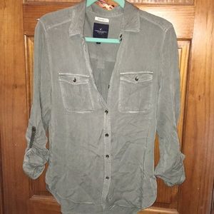 American Eagle Hunter Green Button Down