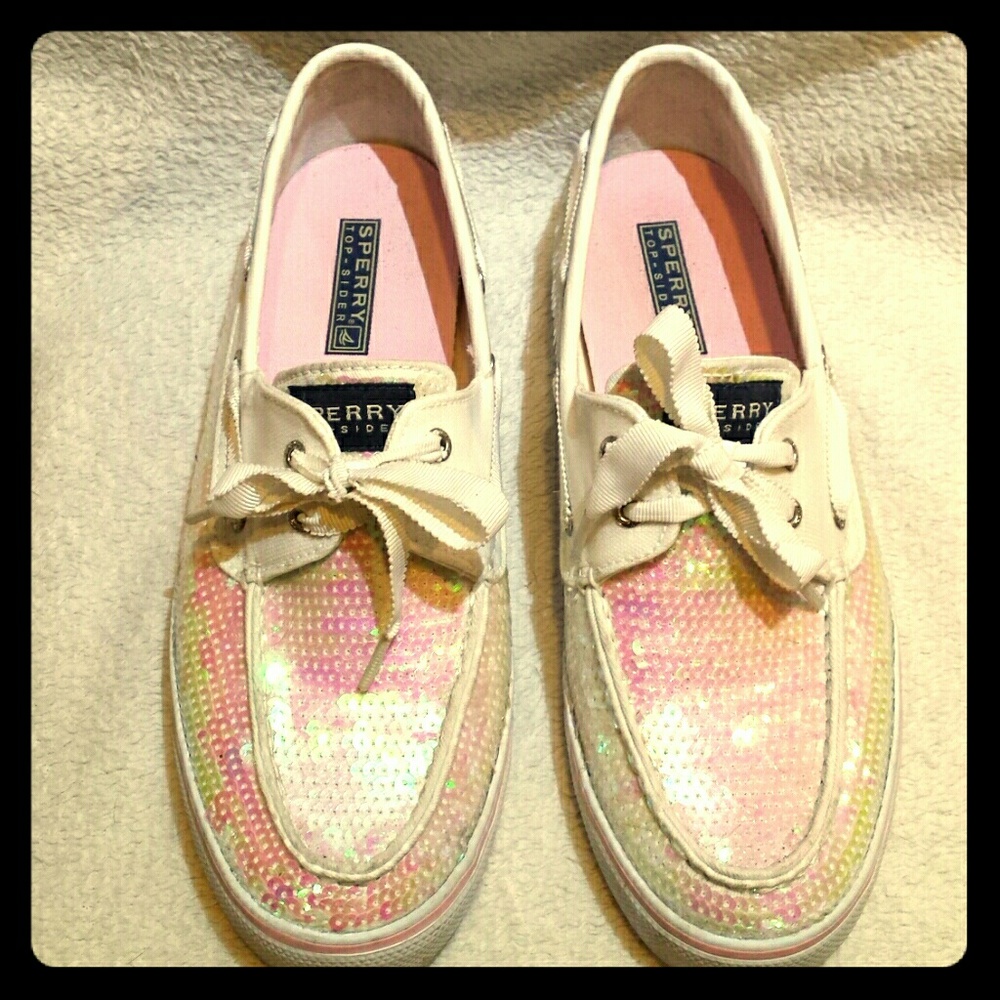 Sequined sperry boat shoes