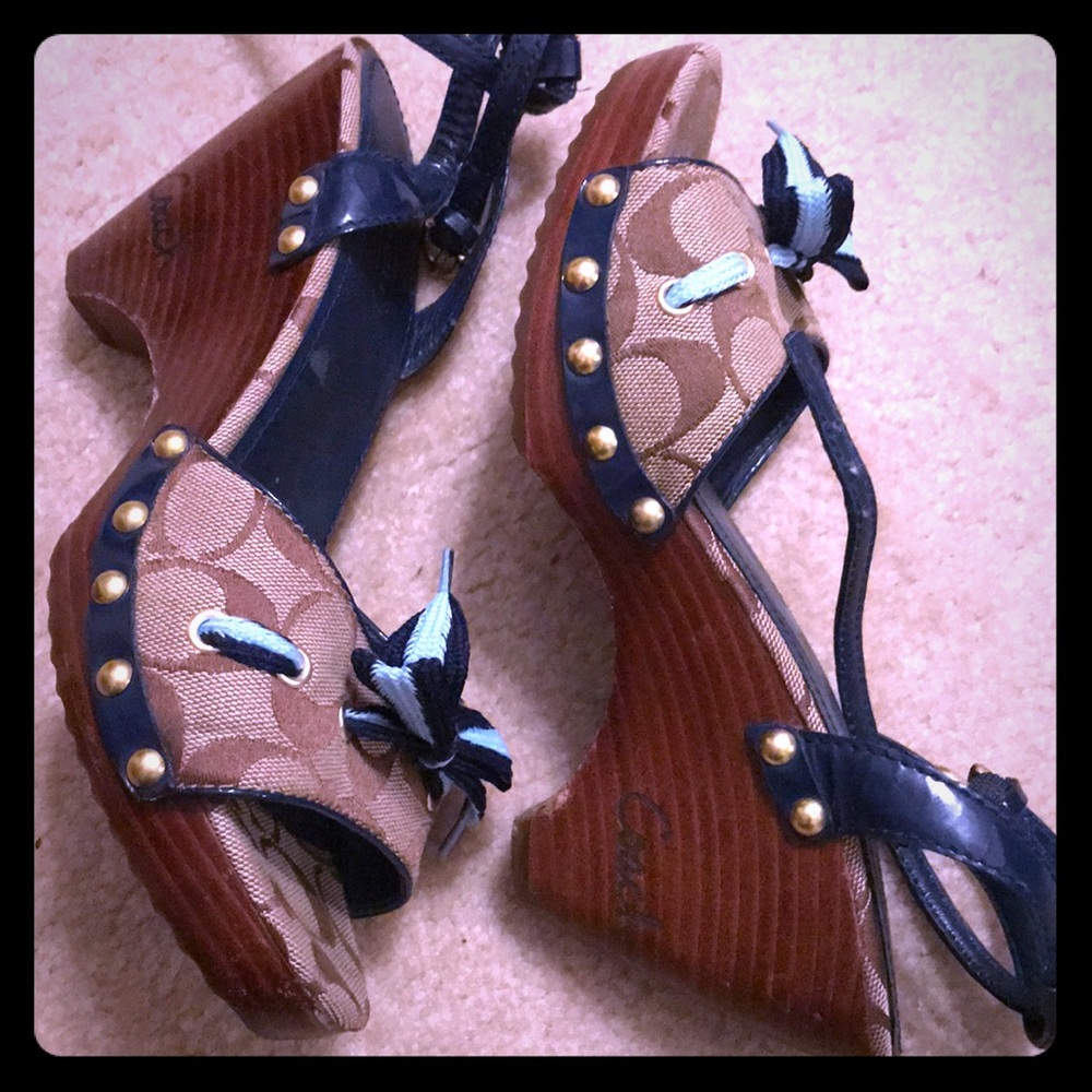 Coach signature wooden heel wedges - Picture 1 of 4