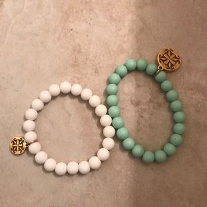 White & Mint Rustic Cuff Bracelets