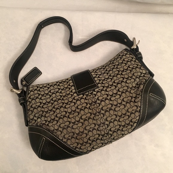 COACH Soho Brown Leather and Gold Canvas Handbag - Picture 3 of 6