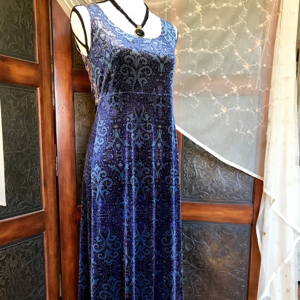 Rabbit Designs stretch velvet maxi dress w/ jacket