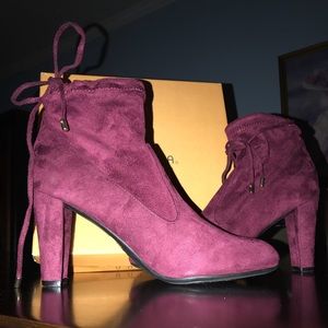 Burgundy Suede Ankle Boots NEW booties