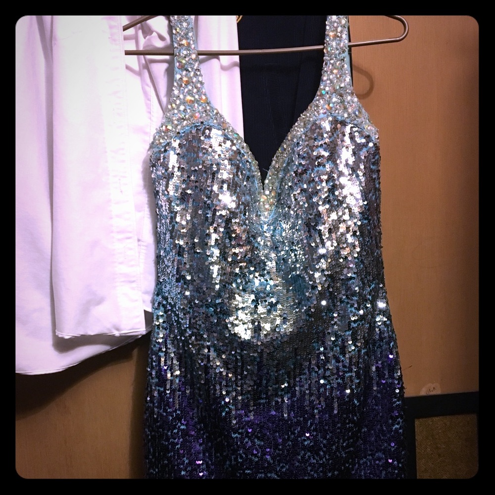 Light blue,dark blue,and sliver short dress!