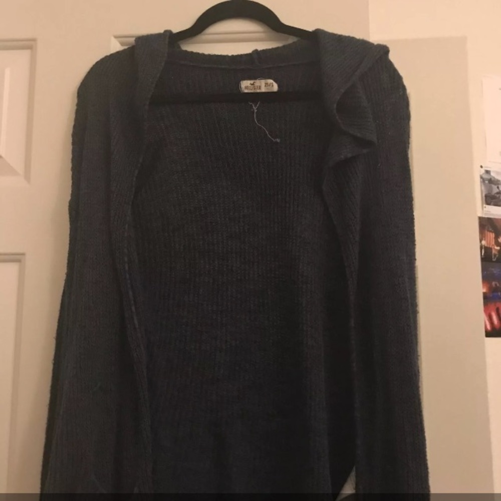Blue Cardigan with Hoodie