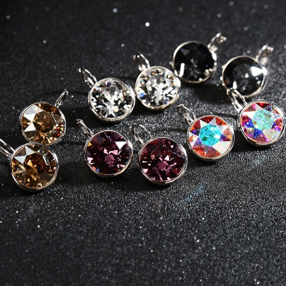 Swarovski Stones Leverback Earrings. - Picture 4 of 8