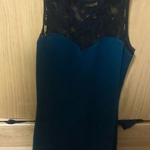 Teal & Black Lace bodycon dress