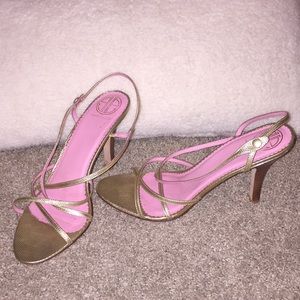 Gold Lilly Pulitzer Strappy Heels Sz 10