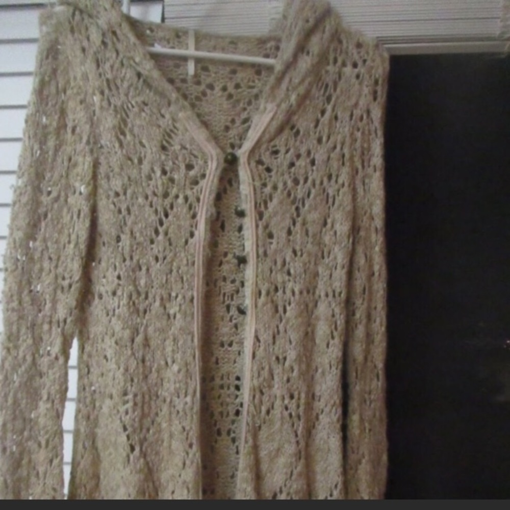 Free People Comfy Cozy Cardi with Lace Detailing