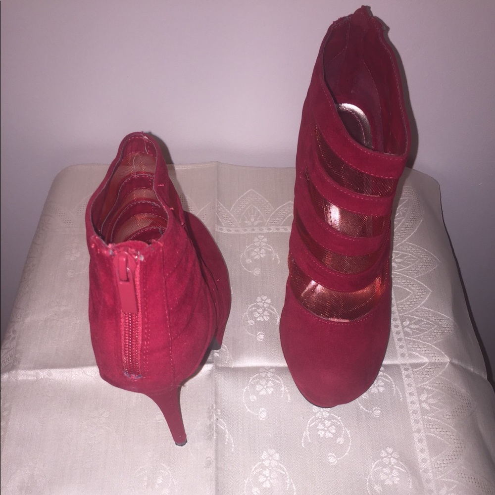 Red Suede Stilettos size 8
