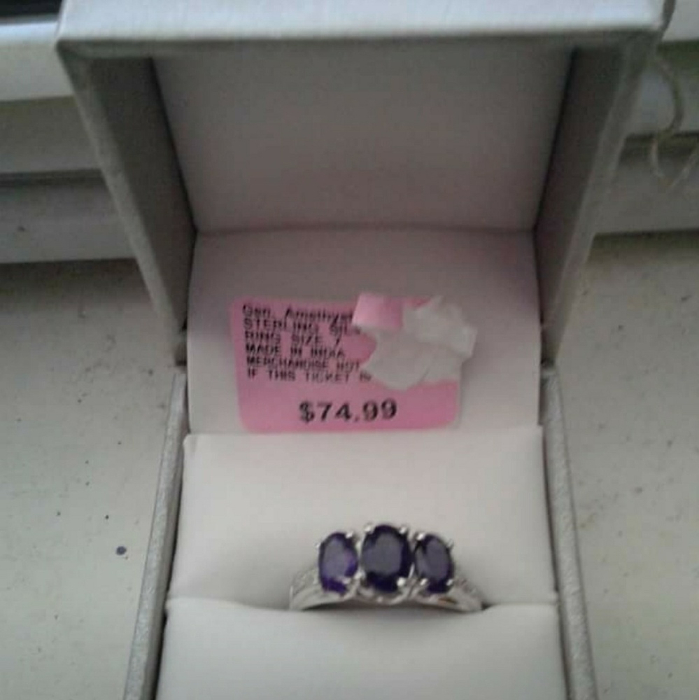 Amethyst 3 stone ring Genuine