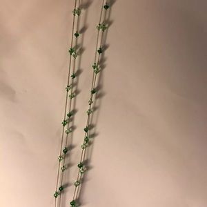Long green bead necklace
