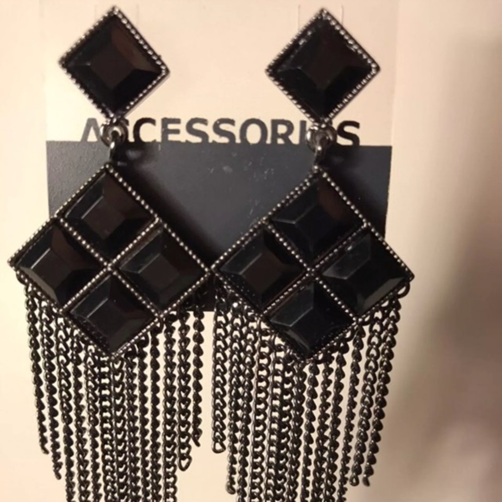 Long black earrings