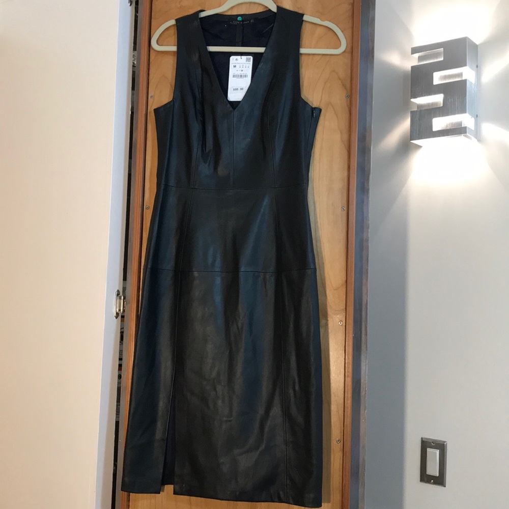 Zara Black Faux Leather Dress