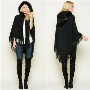 🎁 SHIP TOMORROW !! Collar Hooded Knit Cape🎁