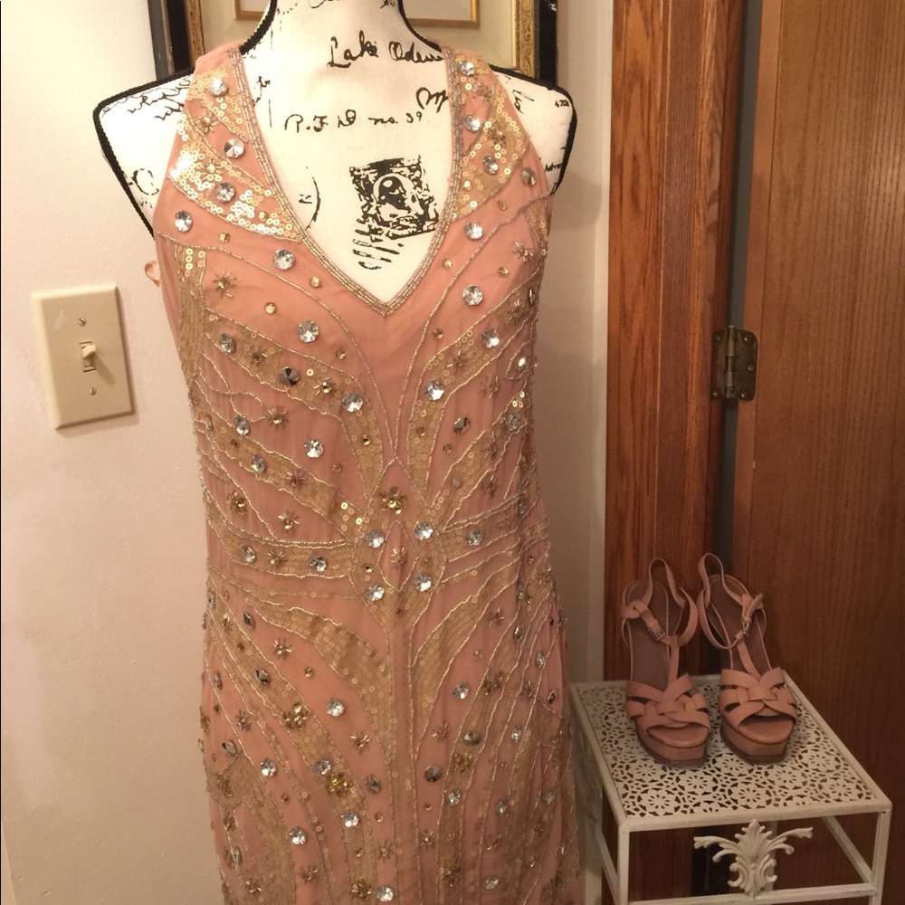 Ark & Co. Beaded Sequin Nude Dress 🌟🌙