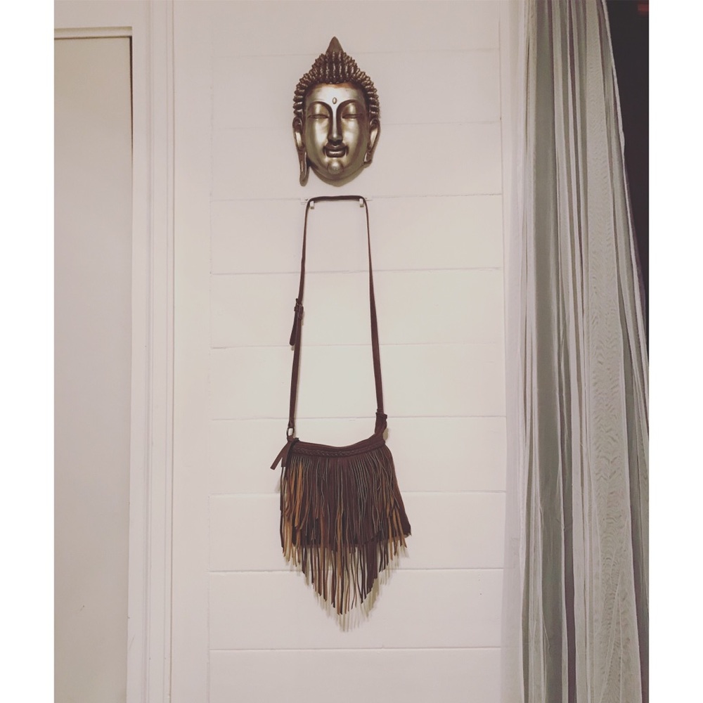 Crown vintage grey crossbody purse with tassels