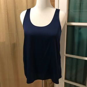 NWT Vince L navy blue silk tank