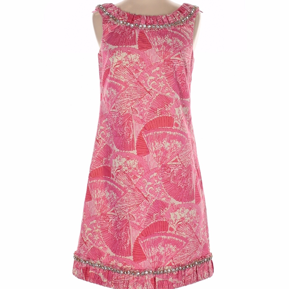 NWOT Lilly Pulitzer pink fans A-line dress, 2