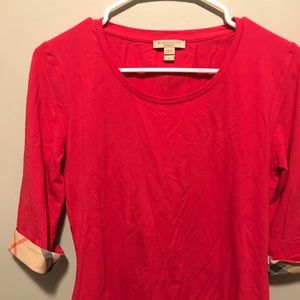 Authentic Burberry 3/4 Sleeve Check Cuff Shirt